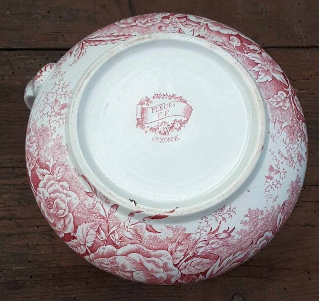 Old toilet set in Pexonne Earthenware Model Flowers FF Vintage