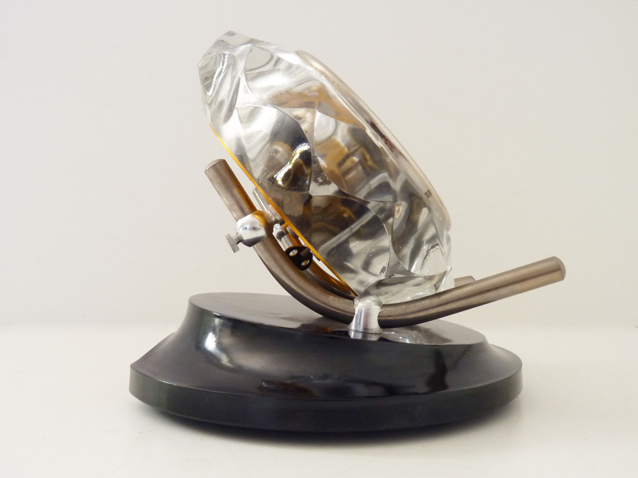 Table clock, majak glass clock and Bakelite base. Made in USSR