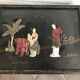 Chinese nesting tables in lacquered wood inlays of hard stones 60s