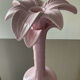 Vintage palm candle holder in pink glazed ceramic