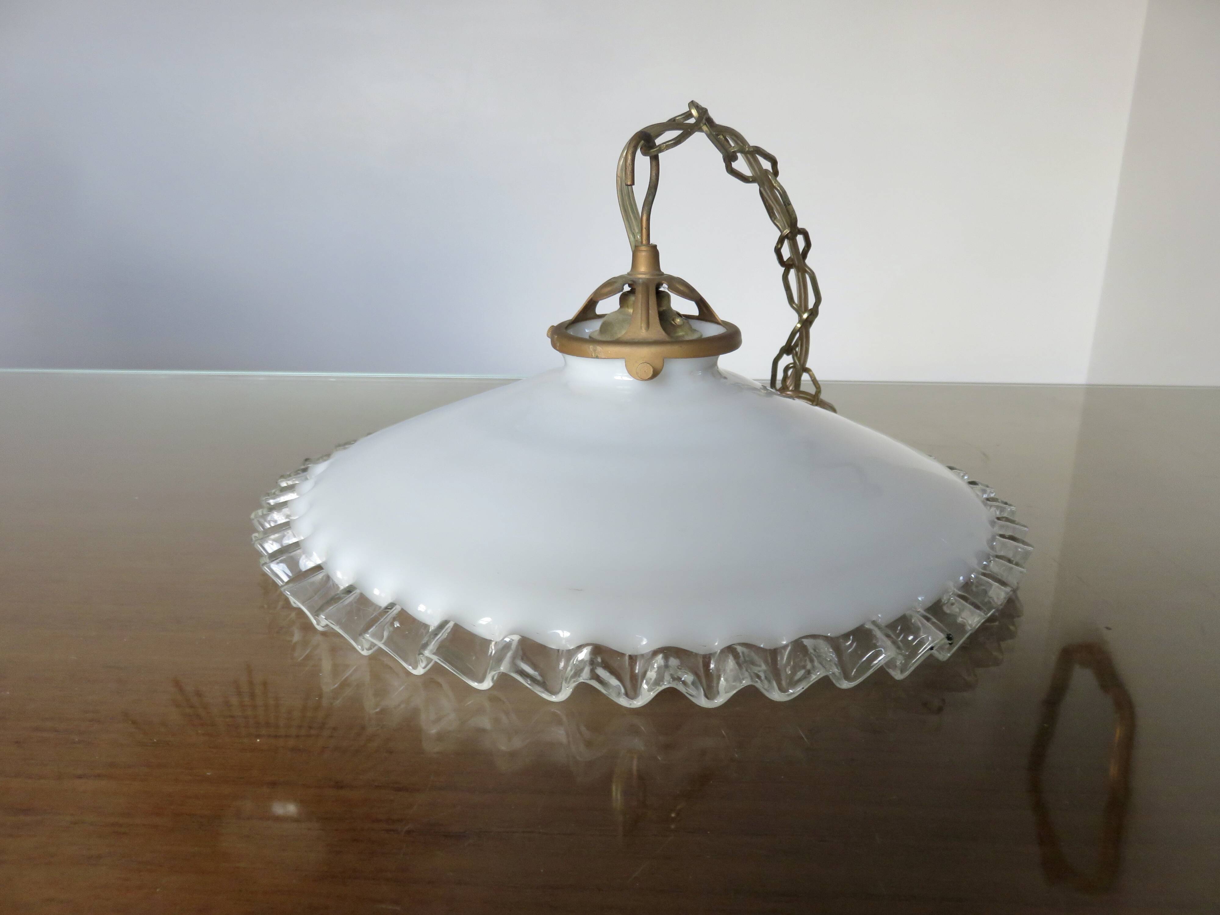 Art Deco pendant light in serrated glass, 1930s