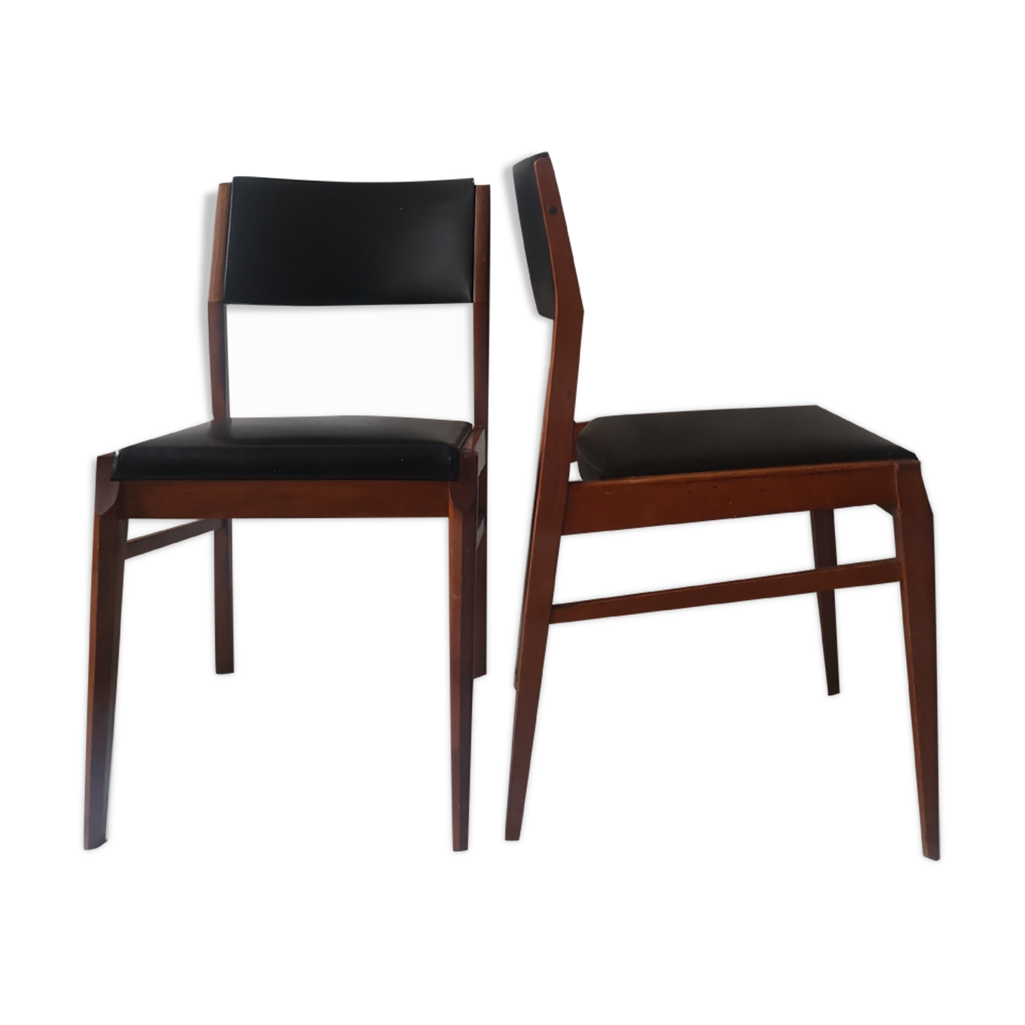 Pair of scandinavian chairs, teak and leather, 1960