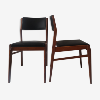 Pair of scandinavian chairs, teak and leather, 1960