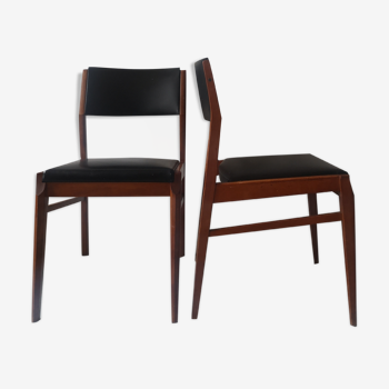 Paire de chaises scandinave, teck et cuir, 1960