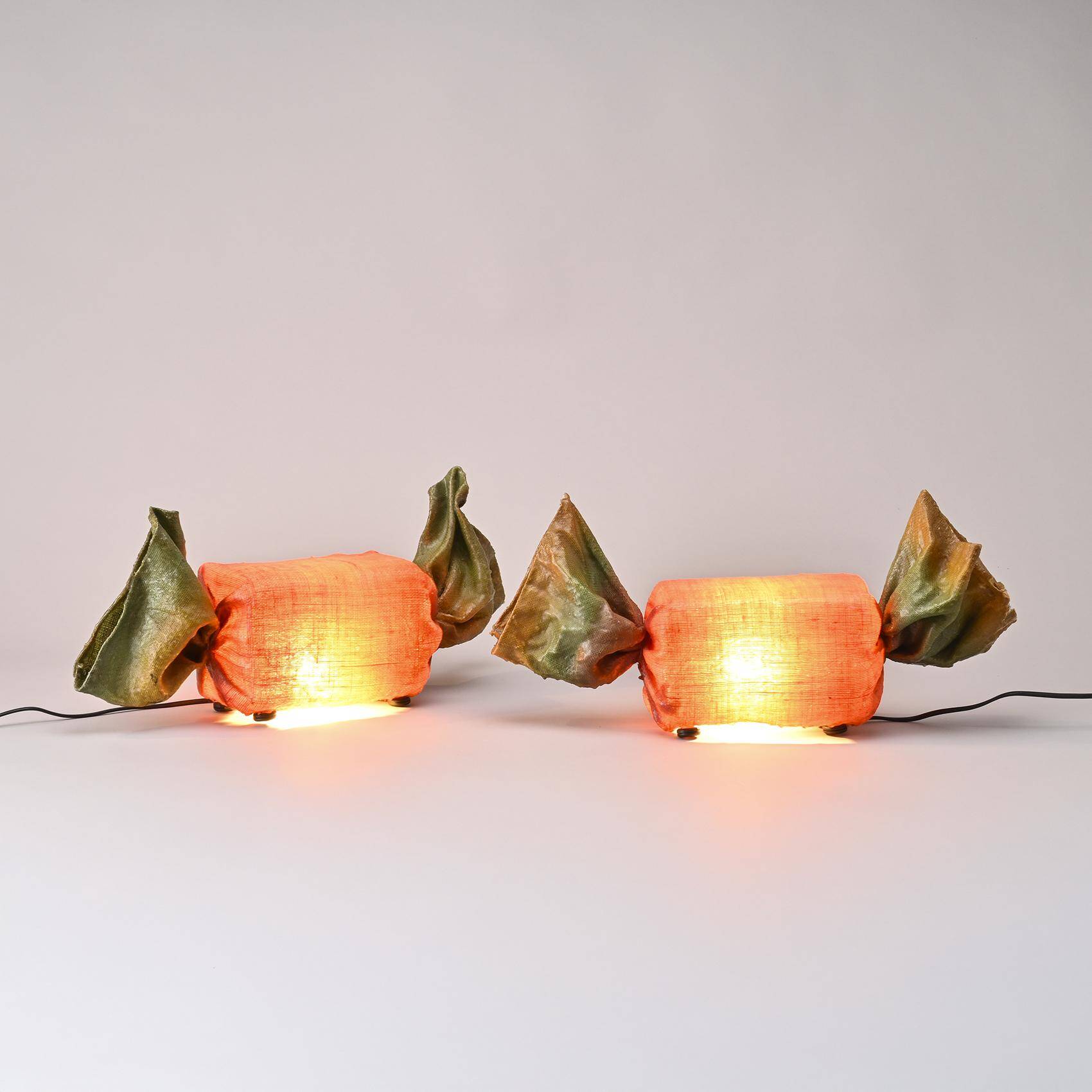 Pair of "candy" table lamps by Lionel Le Scornec, circa 1975