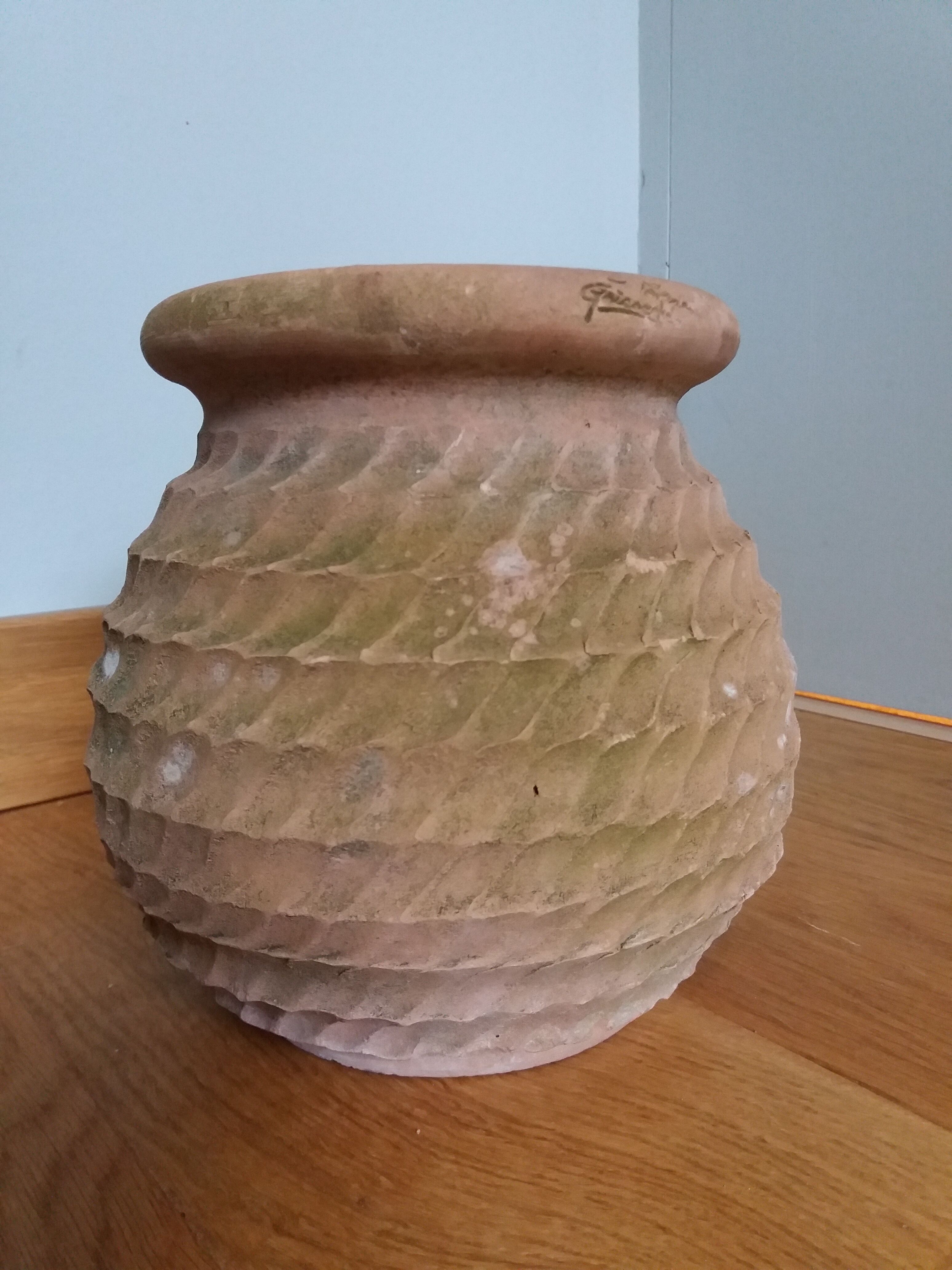 Terracotta jar pot rope decoration Goicoechea Basque Country