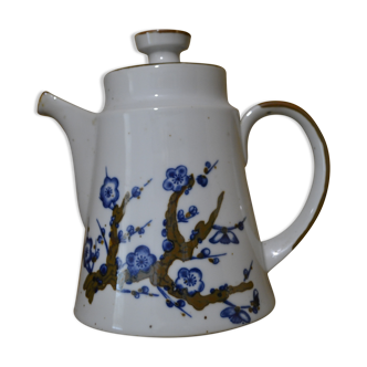 Branch sandstone teapot with blue flowers