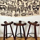 3 Spanish brutalist stools "Marbella" by Confonorm, from the 1970s.