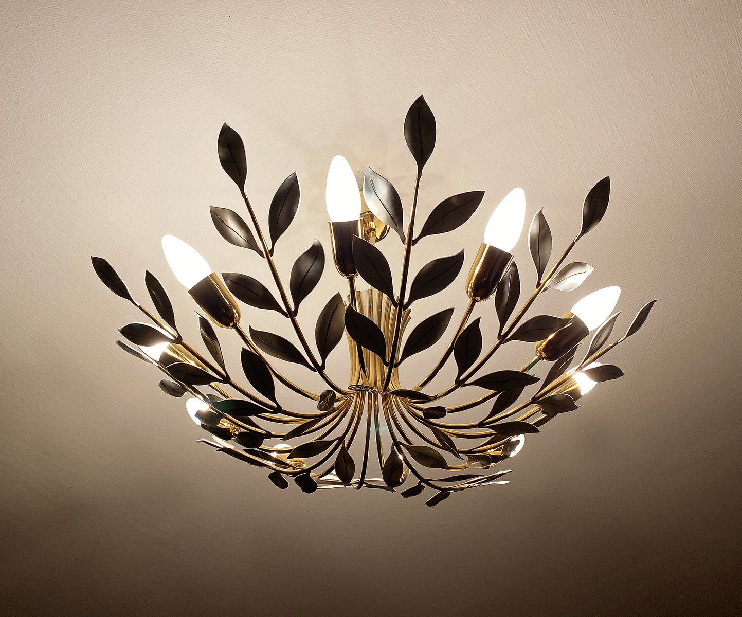 Large Vintage Floral Pendant Light , 1950s