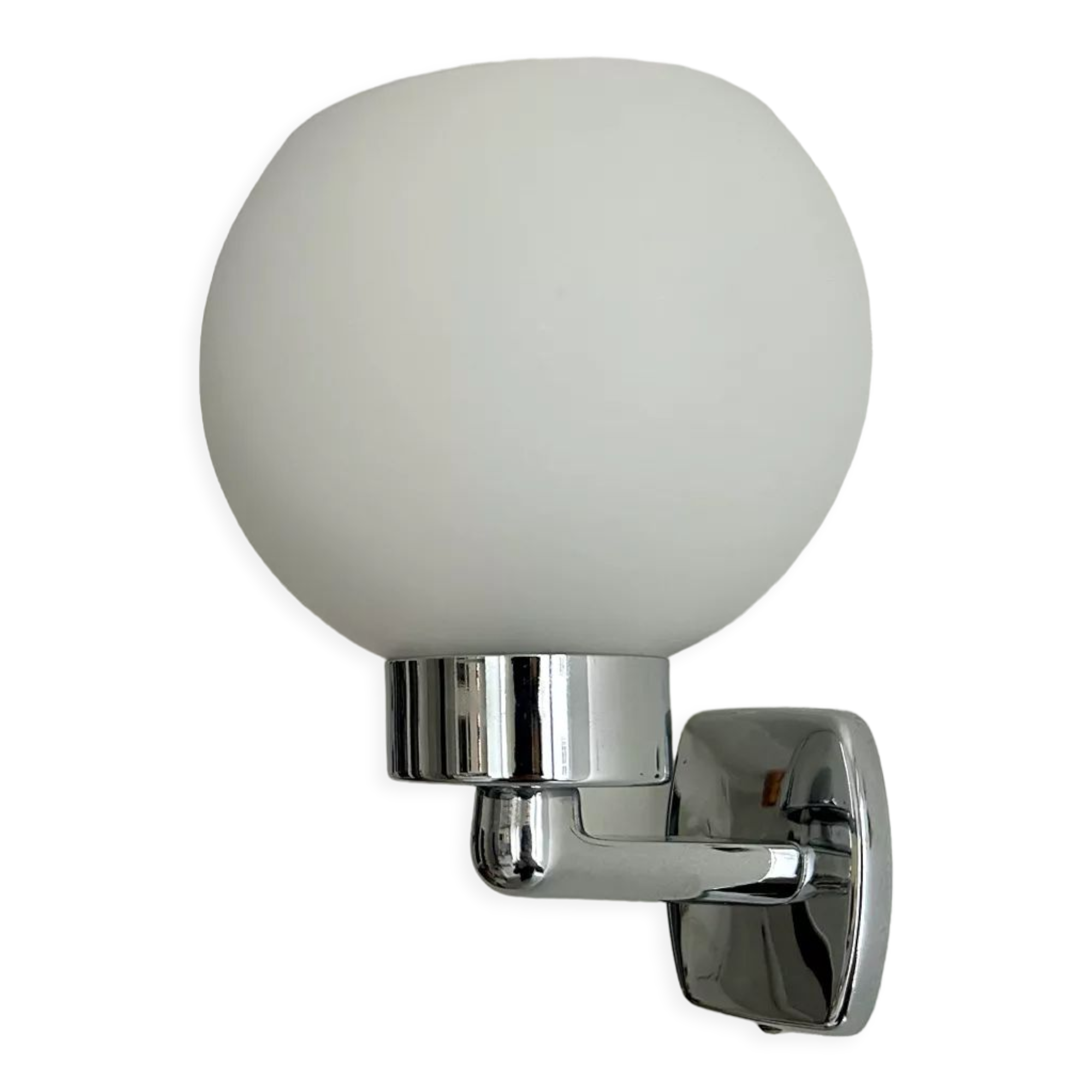 Vintage chrome and opaline wall lamp France 1970