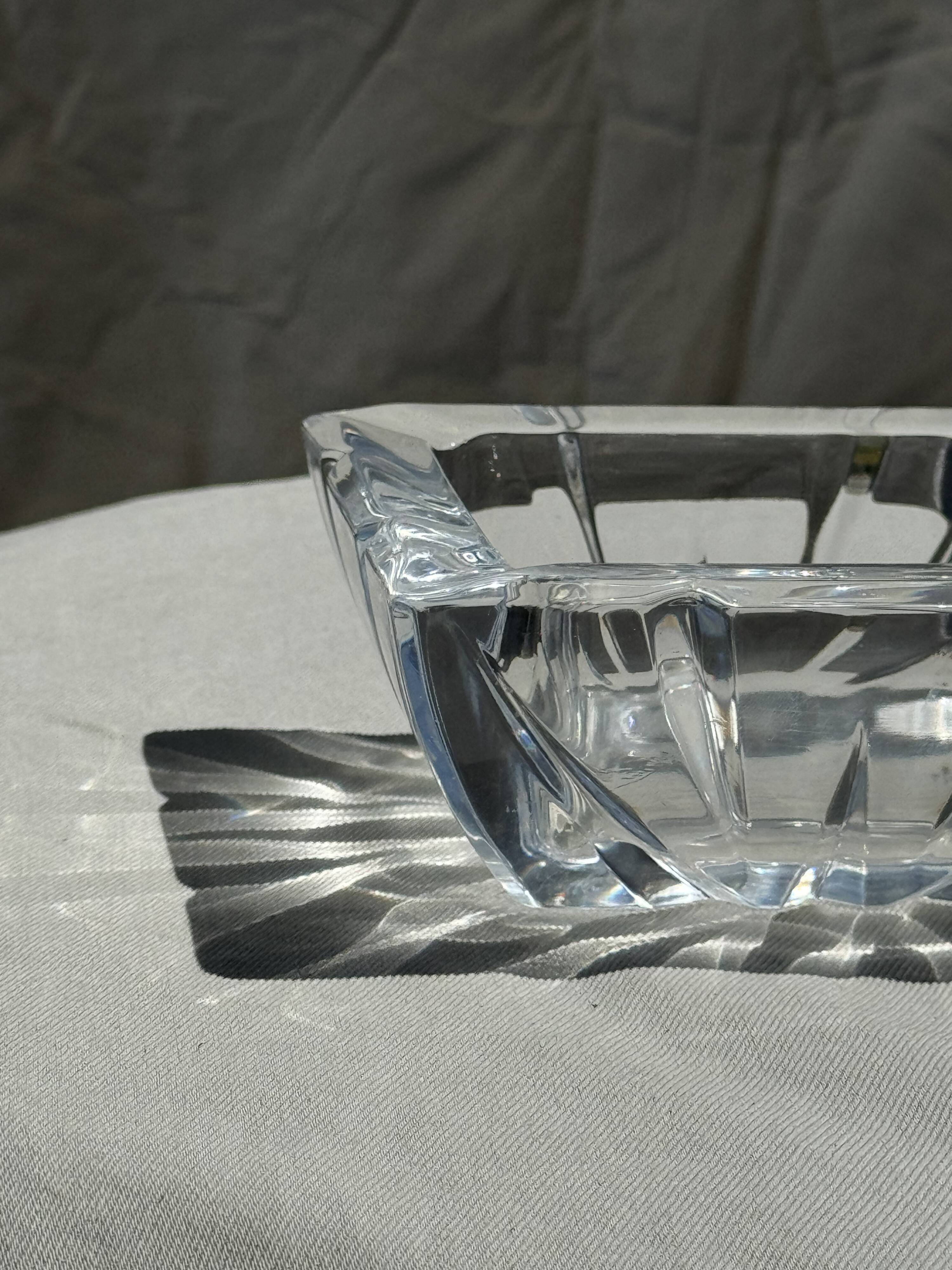Large vintage square solid glass ashtray