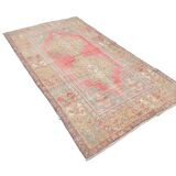 Turkish Light Yellow & Red Vintage Rug, 135x253Cm