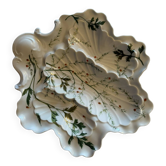 Assiette à huîtres en porcelaine de Limoges BH, décor botanique art nouveau