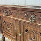 Early 20th century Breton oak serving trolley with a marble top