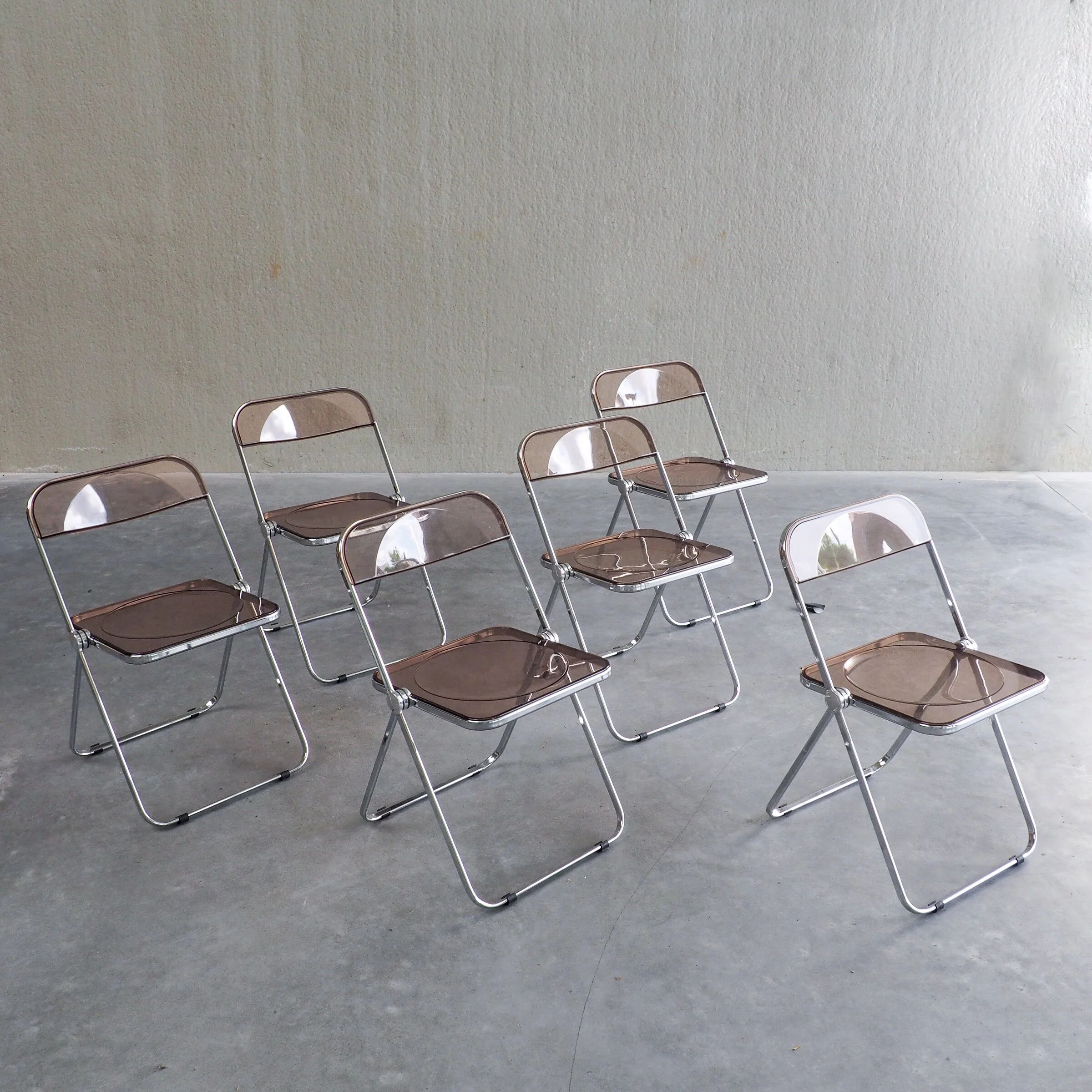 6 Plia folding chairs by Giancarlo Piretti for Anonima Castelli
