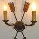 French Vintage Bronze Empire Arrow & Quiver Criss Cross Double Wall Sconces