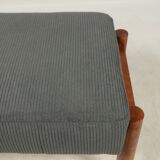 Footrest in vintage style, wooden pouffe, corduroy fabric , Graphite upholstery