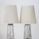 Mid-century modern Scandinavian teak and glass table lamps, set of 2