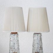 Mid-century modern Scandinavian teak and glass table lamps, set of 2