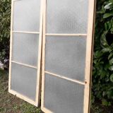 Pair of antique translucent glass sliding doors