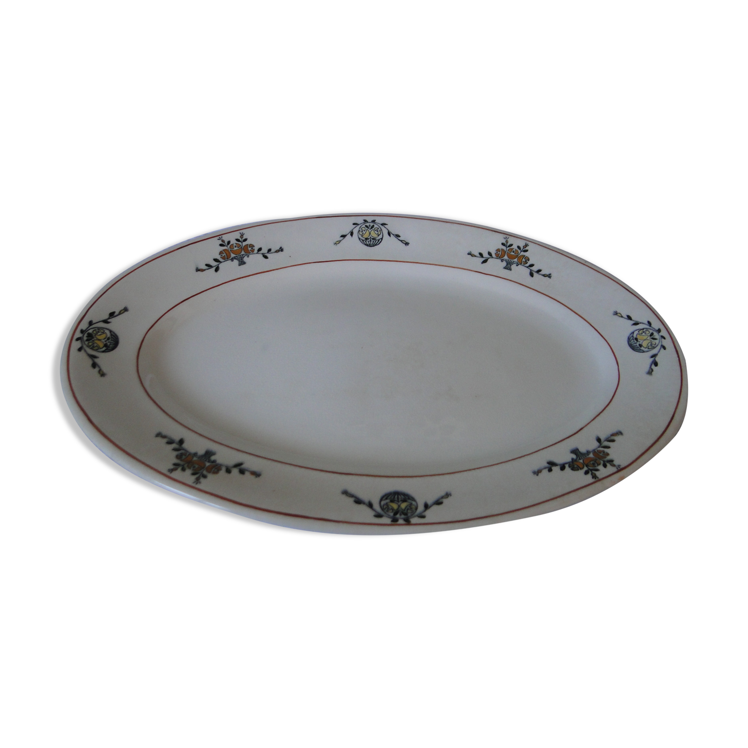 SERVING DISH OVAL E. CHARCOAL IRON EARTH SALINS ART NOUVEAU