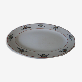 Plat de service oval e. charbonnier terre de fer salins art nouveau