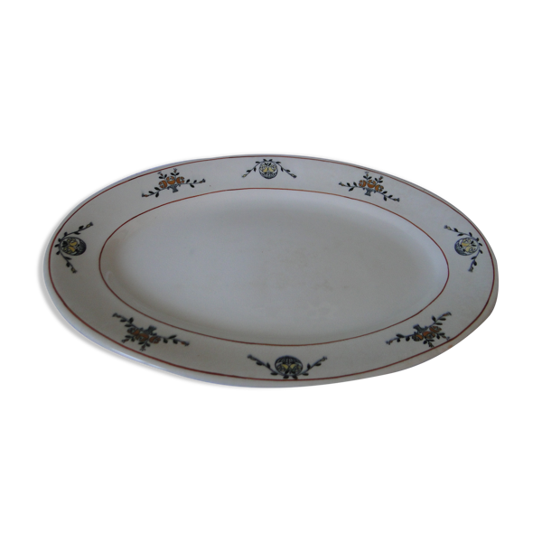 Plat de service oval e. charbonnier terre de fer salins art nouveau