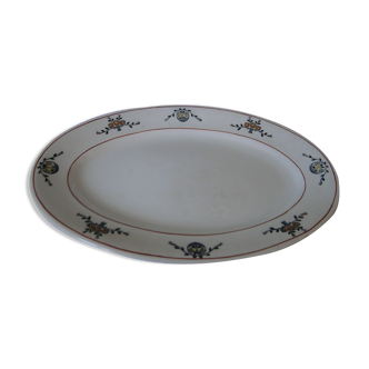 Plat de service oval e. charbonnier terre de fer salins art nouveau