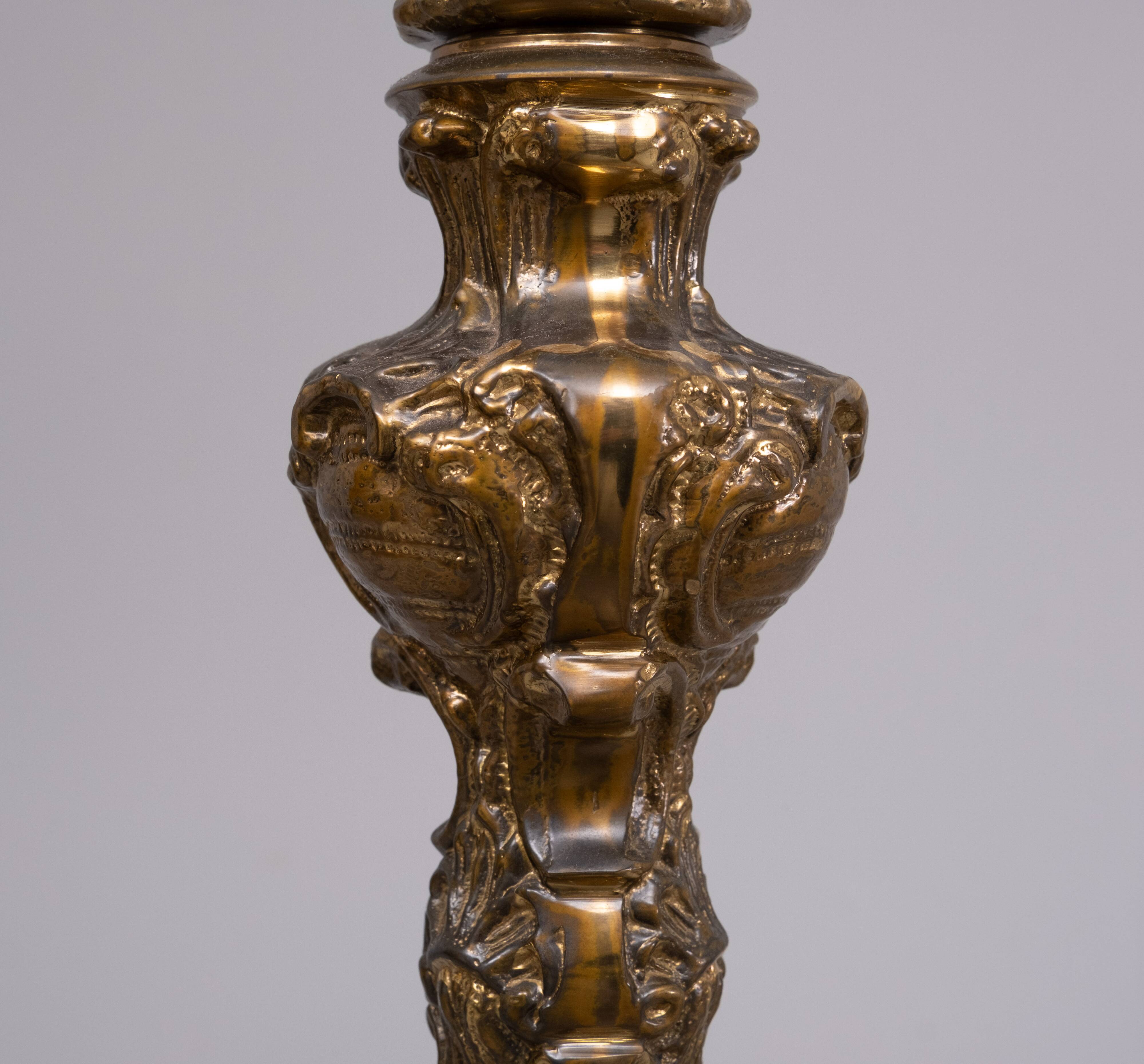 Baroque Revival solid Brass floor lamp France 1950s