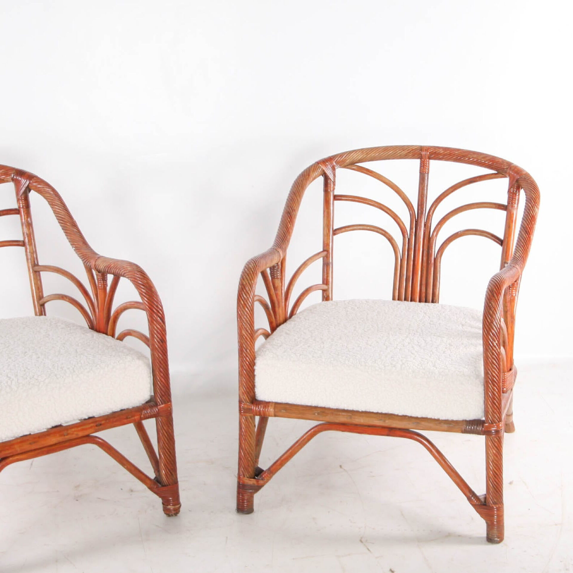 Pair of rattan armchairs