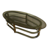 Designer coffee table in gilded brass and chrome, circa 1960