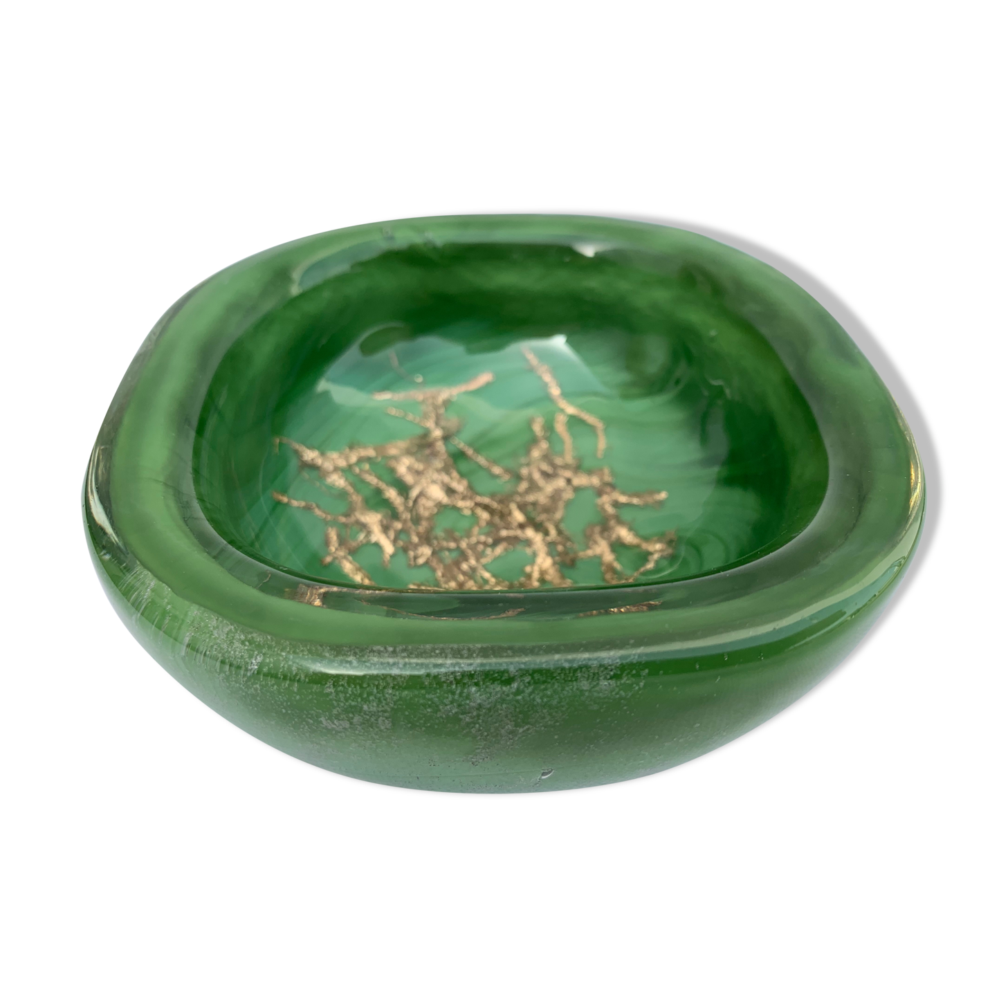 Venini green glass ashtray  Italy Toni Zuccheri Murano Giade 1960