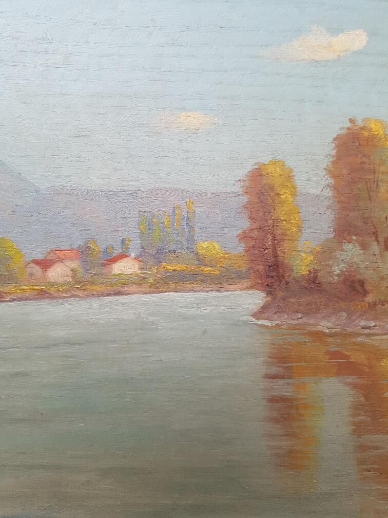 Landscape by Paul Berthier, oil on panel