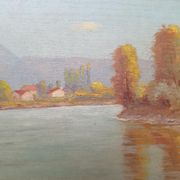 Huile sur toile par Paul Berthier représentant un paysage