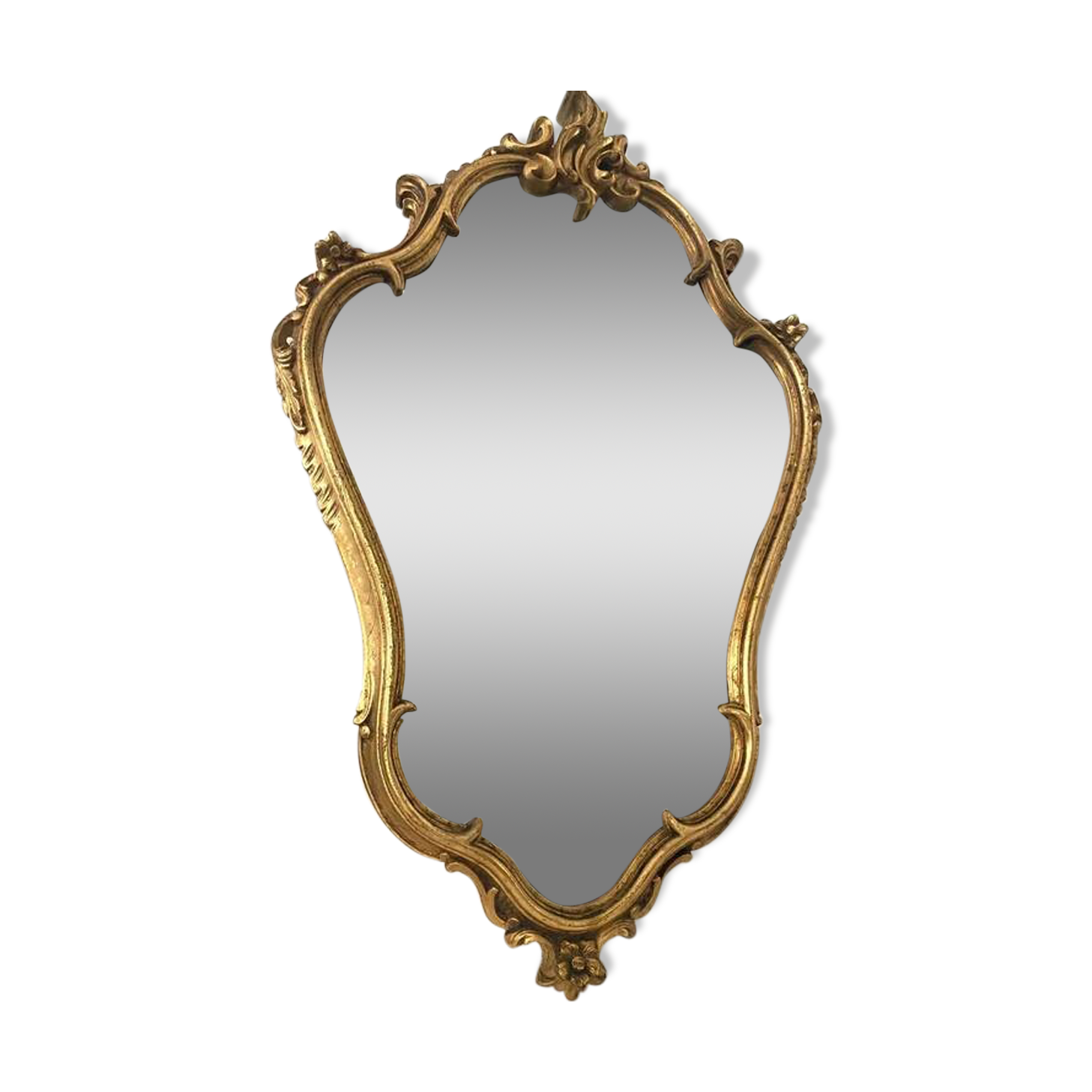Old golden mirror in composite resin baroque style 60s