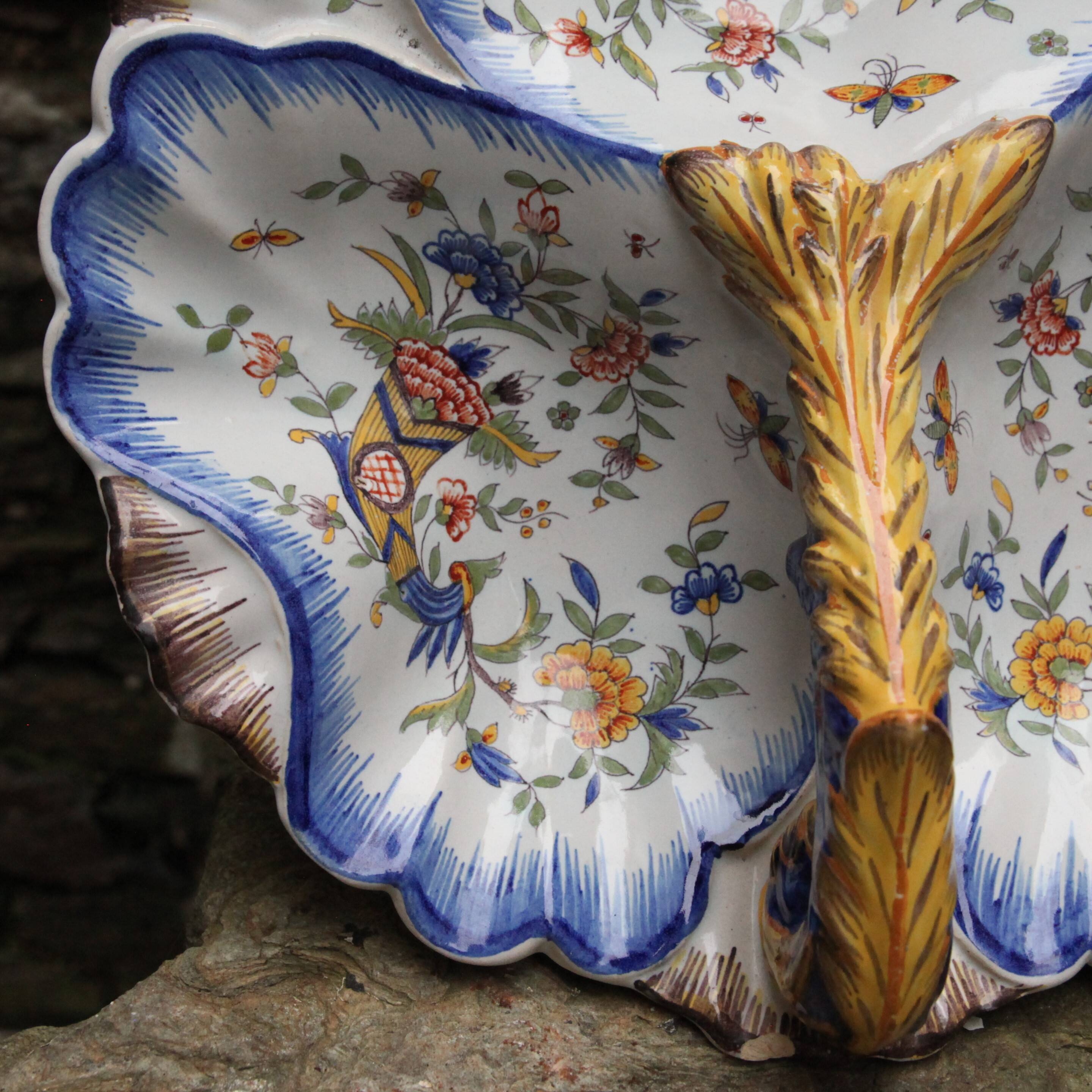 Rouen earthenware hors d'oeuvre dish