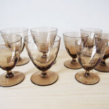 Set 8 engraved smoked glasses