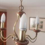 Lustre bois et laiton 3 branches