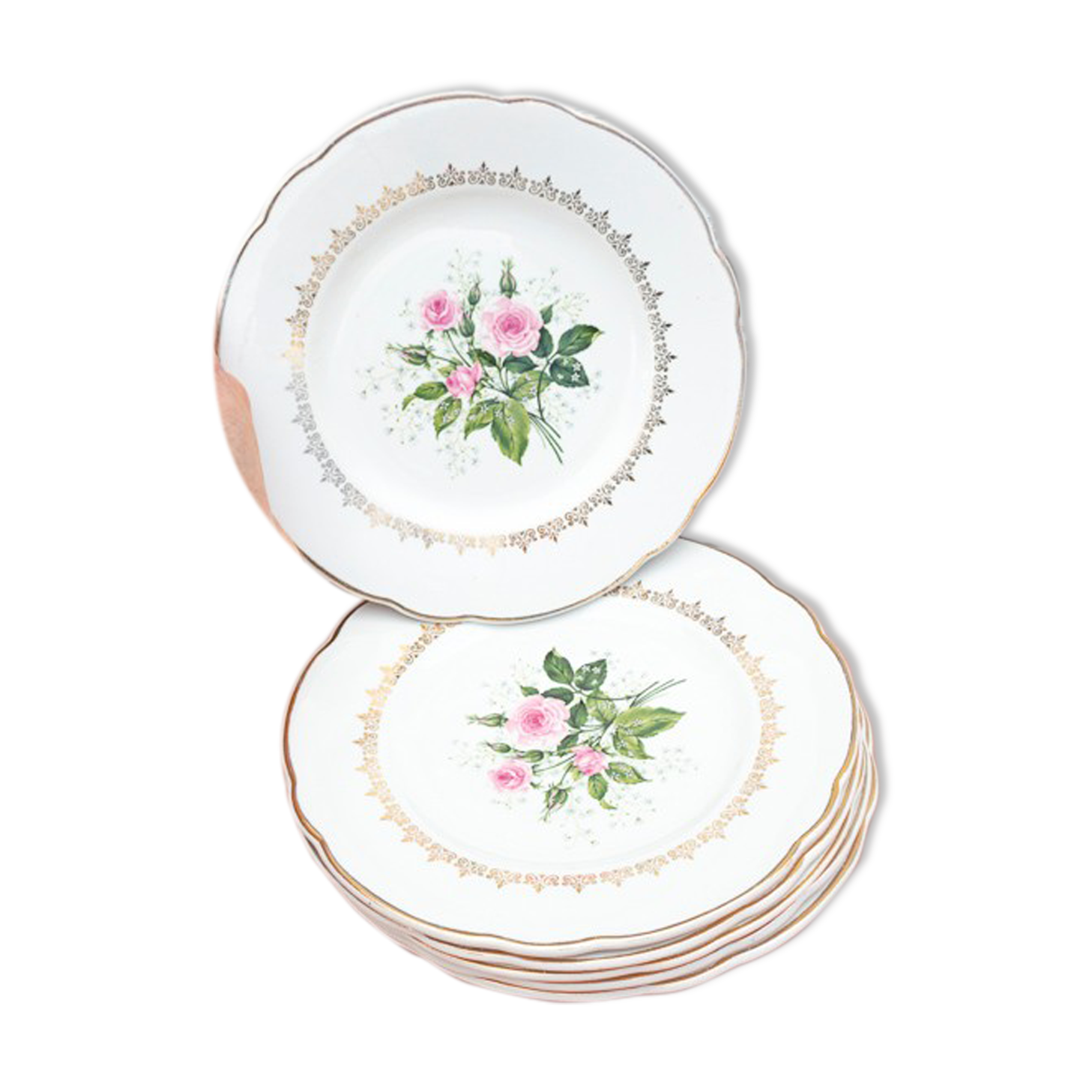 6 assiettes à dessert Bagatelle Luneville Badonviller