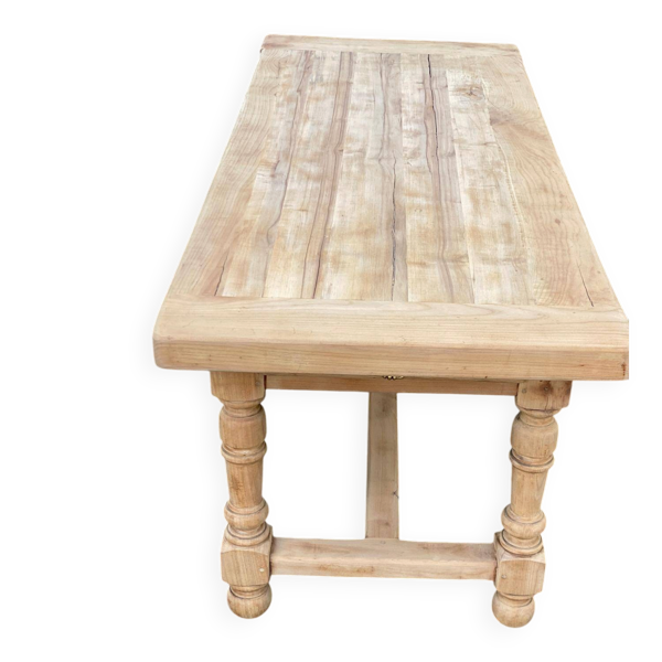 Table à manger de ferme extensible rénovée en bois massif 200cm 1950