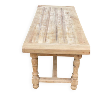 Renovated extendable farmhouse dining table made of solid wood, 200cm, 1950.