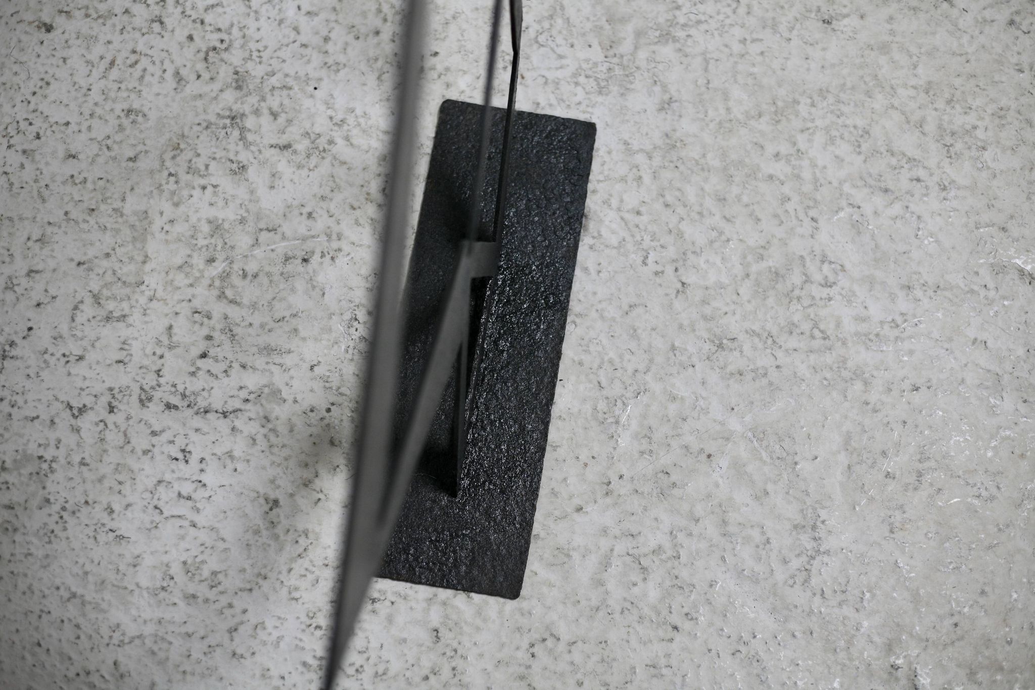 Steel sculpture, black, 1970s.