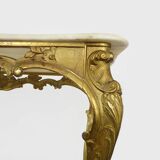 Table basse structure en laiton et plateau en marbre. Années 60