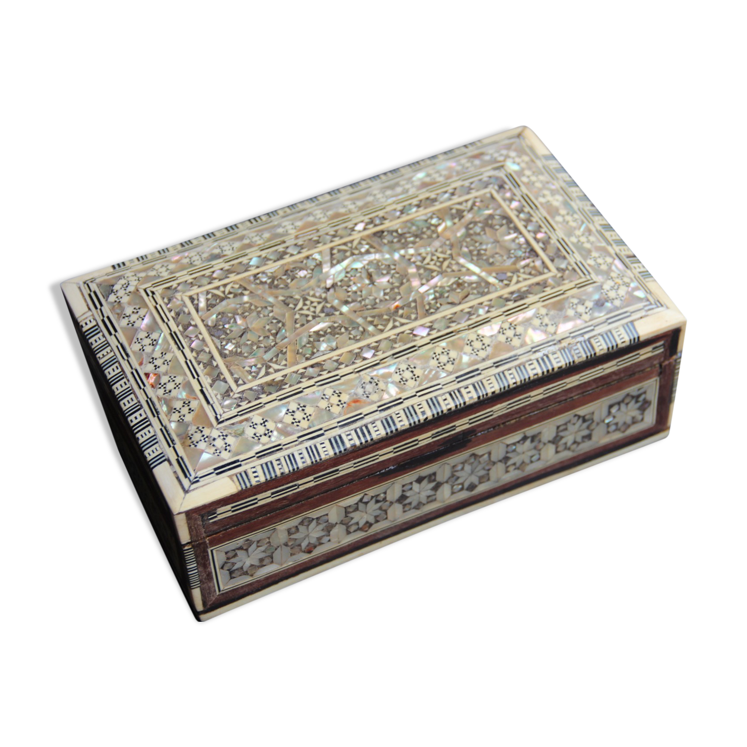 Coffret ancien nacre ivoire corne