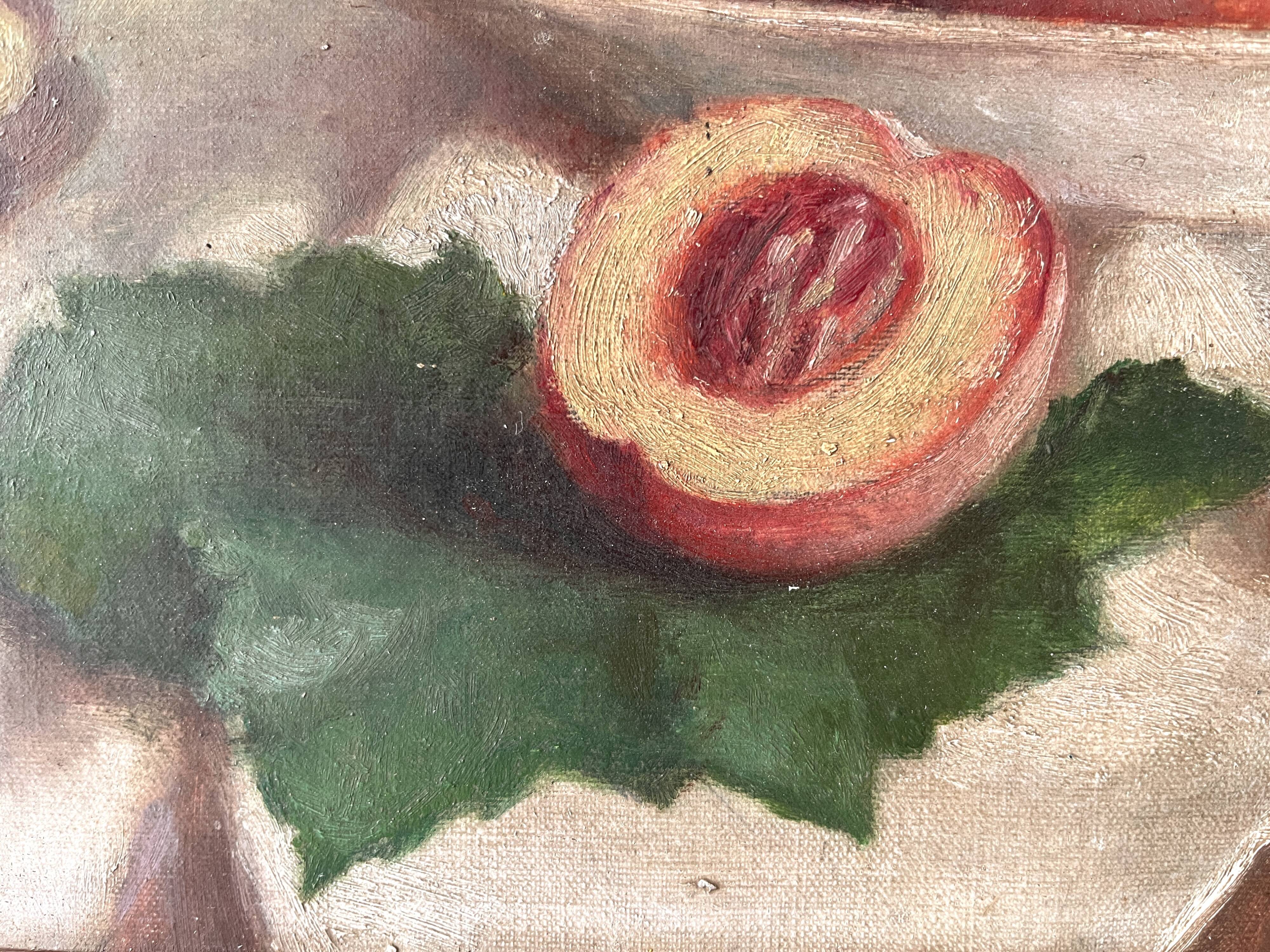 Still life with fruits, oil on canvas circa 1920