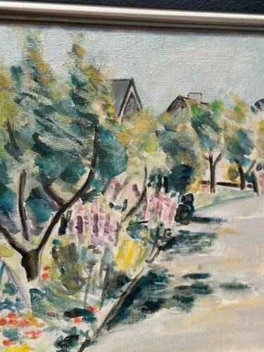 Swedish Oil on Canvas “Landscape” by Lena Jenny Malmajo,Vintage & Framed 46×37cm