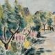 Swedish Oil on Canvas “Landscape” by Lena Jenny Malmajo,Vintage & Framed 46×37cm