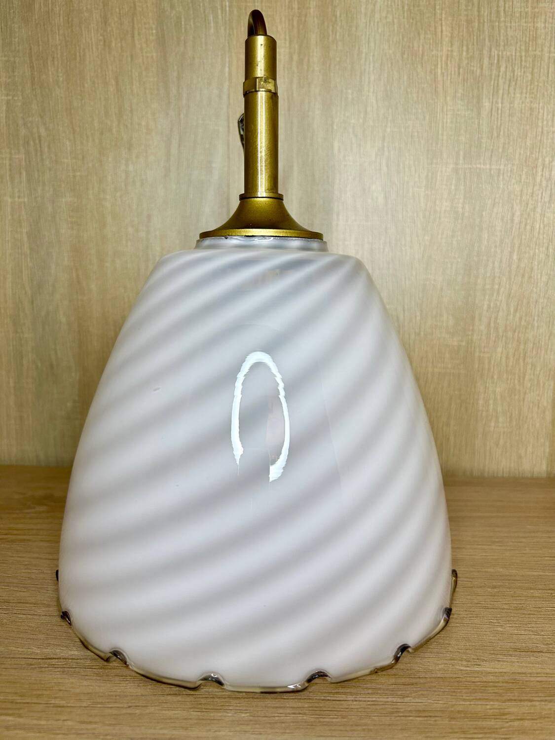 Lampe Suspension Murano Verre Blanc Et Caramel