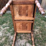 Louis Philippe style old cherry desk table with 2 drawers and 1 pull.