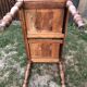 Louis Philippe style old cherry desk table with 2 drawers and 1 pull.
